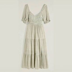 Abercrombie & Fitch Green Gingham Midi Dress